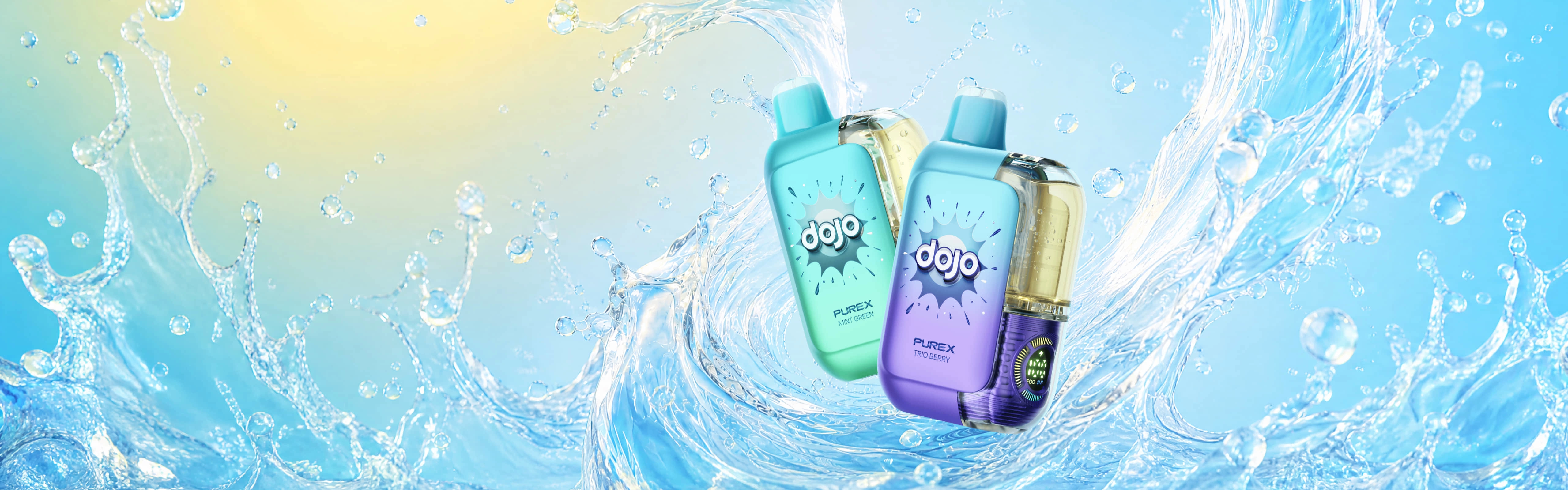 DOJO PUREX 60K homepage banner featuring the world's first INSTA-JUICED™ technology