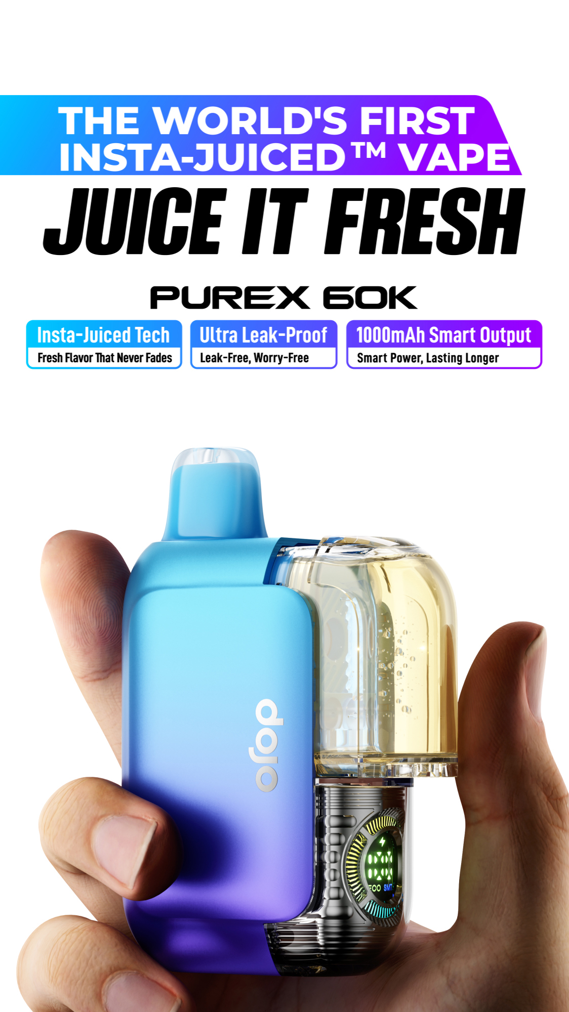 long-lasting vape juice PUREX 60K vaping-kit Flavors:Tangy Grape Uwell Caliburn A2 15W